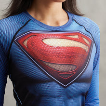 Superman 3D Printed T Shirt Women Compression Long Sleeve