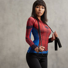 Spiderman 3D Printed T Shirt Women Compression Long Sleeve